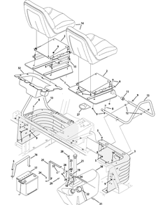 Seats Battery Fuel Tank Diagram and Parts List for 46D 4X4-37ACD710 Cub Cadet Lawn Tractor Accessories